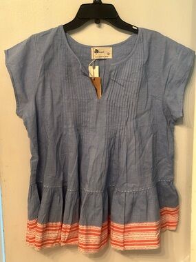 Kopal (Anthropologie) Bohemian Chambray Pintuck Top NWT Retail $184 Size M